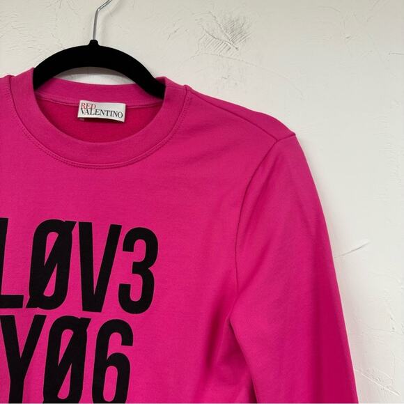 Red Valentino Hot Pink Love You Sweater Womens XS Pullover Casual Luxury Barbie - Picture 3 of 8